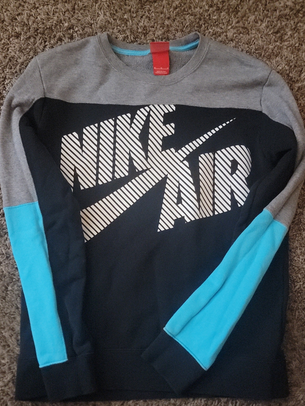 Nike Black & Gray Crewneck with Aqua Blue Sweatshirt